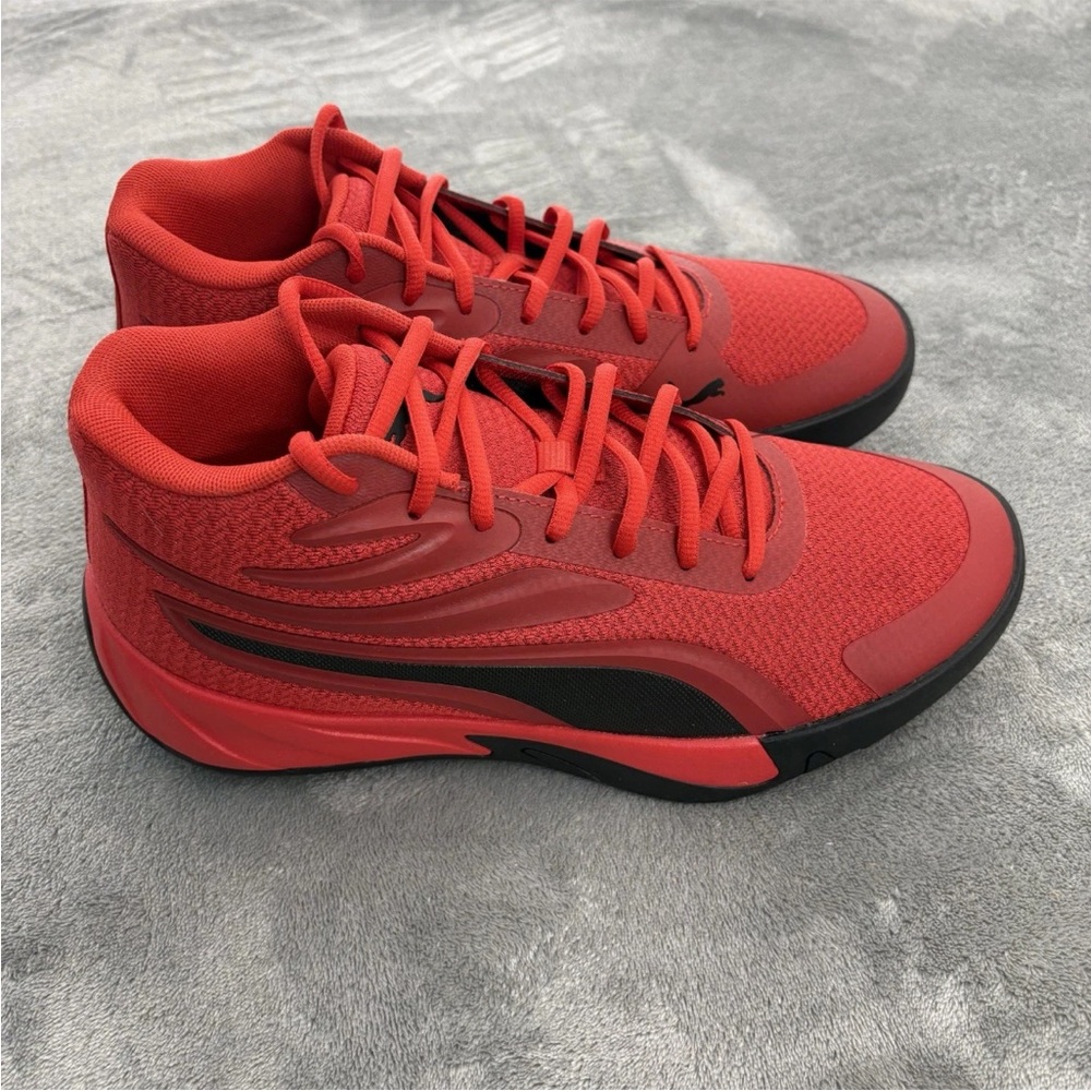 Puma Court Pro Basketball Sneakers Mens 8 Red Black Trim Shoes 310829-02 - Picture 4 of 9